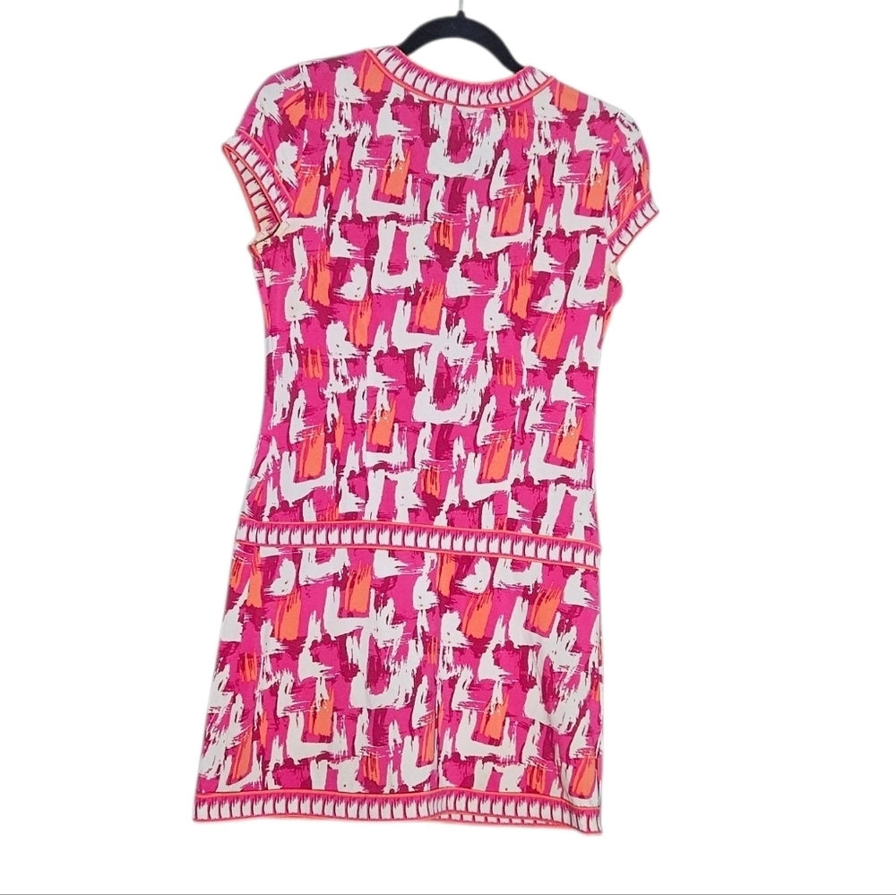 BCBGMaxAzria Pink Orange Retro Print Drop Waist Mini Dress Begonia Combo XXS - Picture 3 of 7